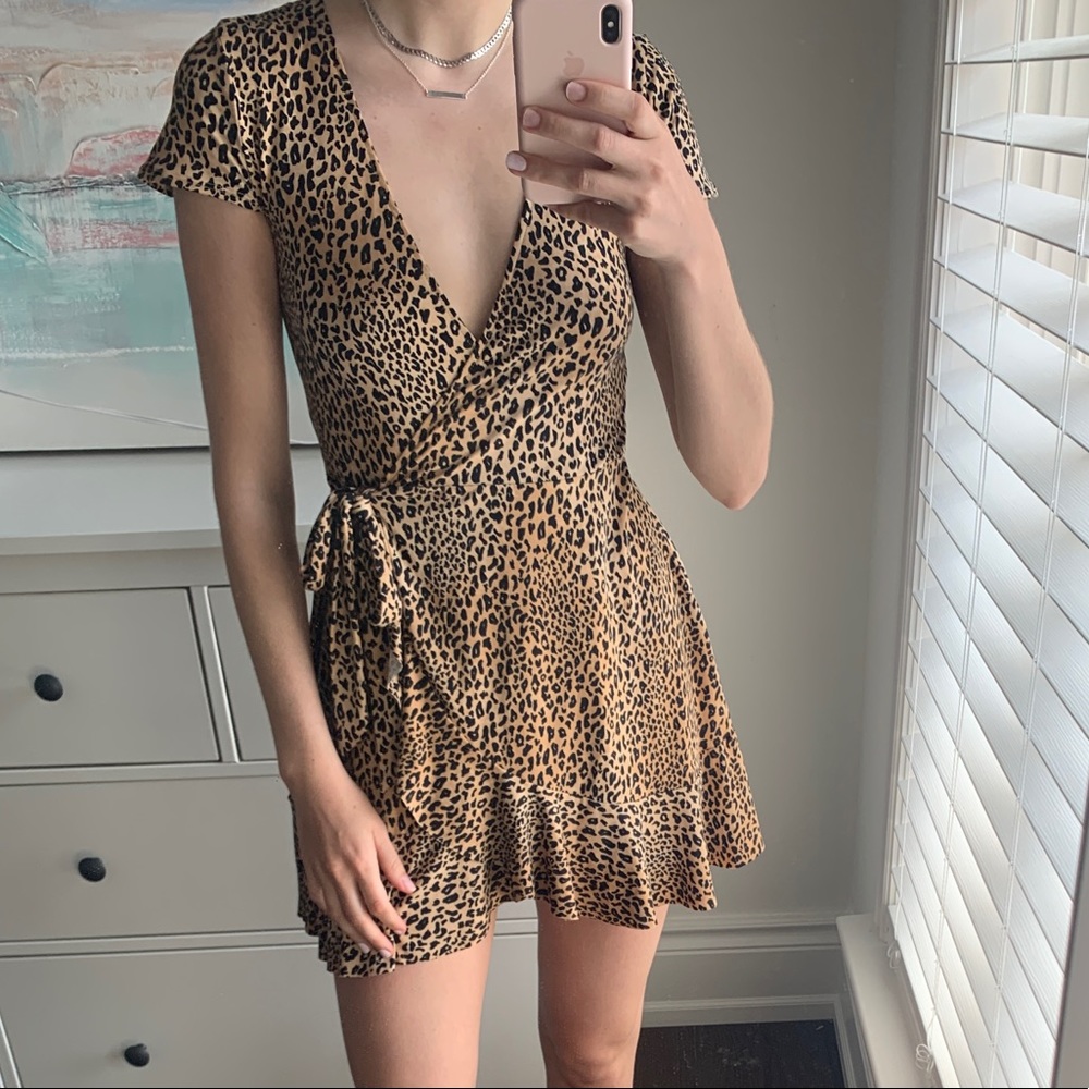 H&M cheetah print wrap dress